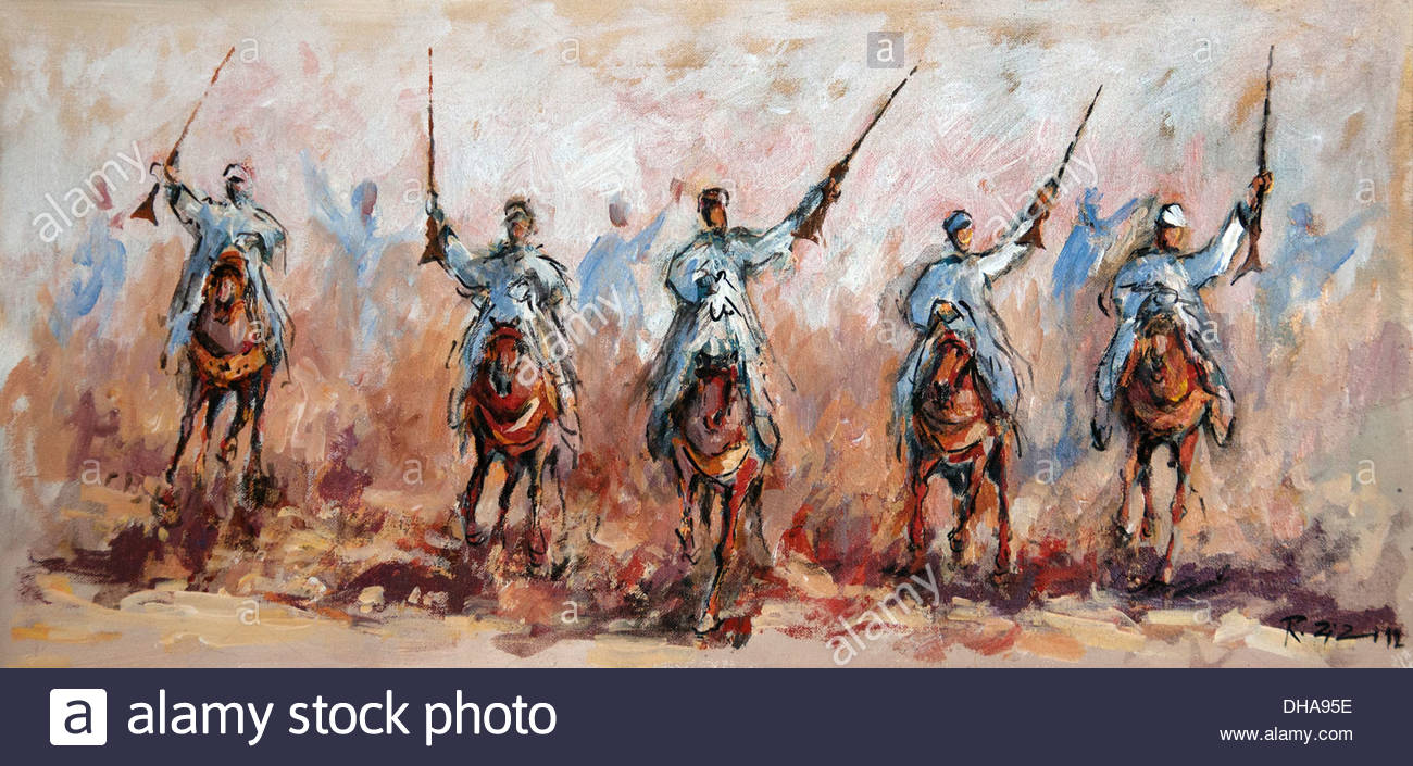 1300x705 Morocco Sahara Desert Horse Horses War Painting Stock Photo - Warpainting