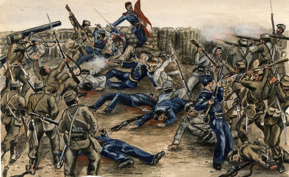 1190x730 Superb Old American Civil War Painting - Warpainting