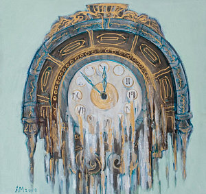 300x283 Melting Clock Paintings Fine Art America - Warped Clock Painting