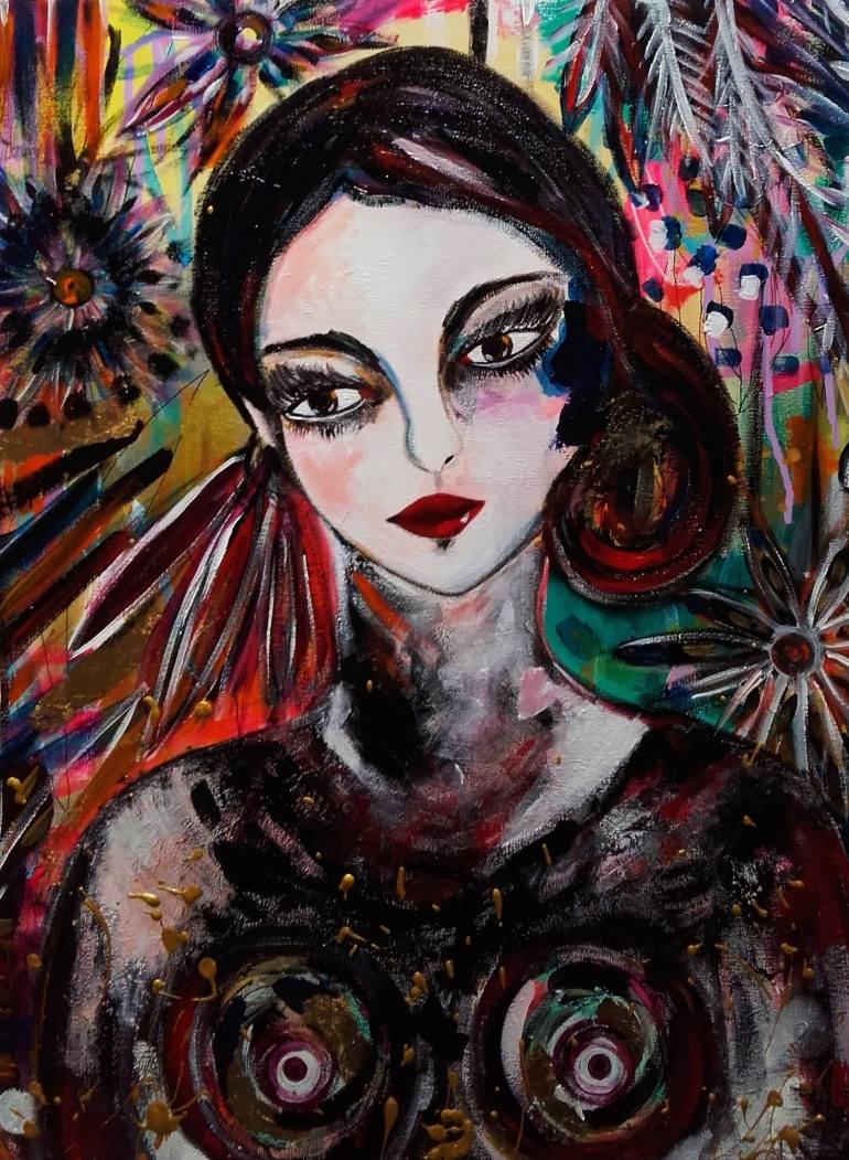 770x1051 Saatchi Art Woman Warrior Portrait Face Beauty Nature Painting By - Warrior Face Painting