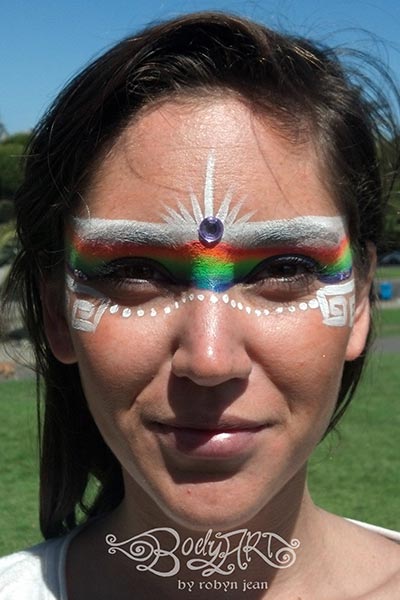 400x600 Bay Area Face Painters Festival Tribal Adult Face Painting - Warrior Face Painting