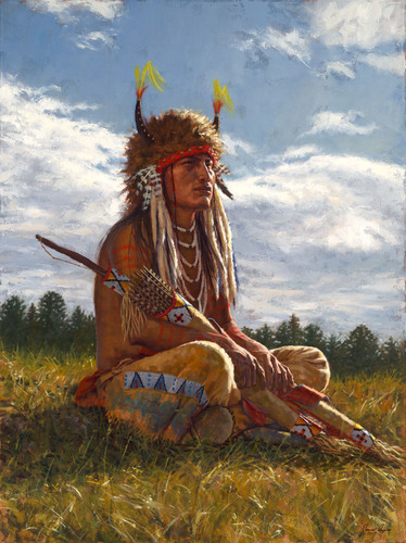 374x500 Lakota Sentinel - Warrior Painting