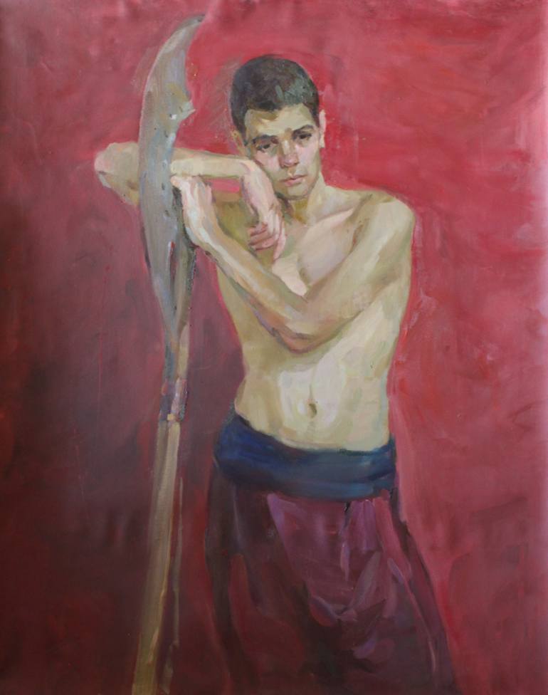 770x976 Saatchi Art Young Warrior Painting By Elena Mishina - Warrior Painting