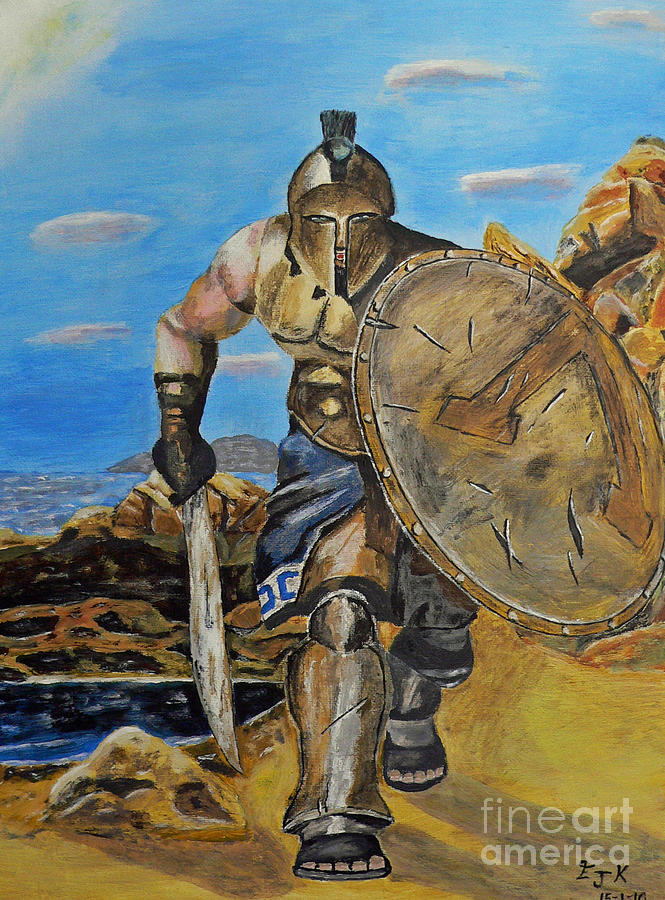 665x900 Spartan Warrior One Of The Three Hundred Painting By Eric Kempson - Warrior Painting