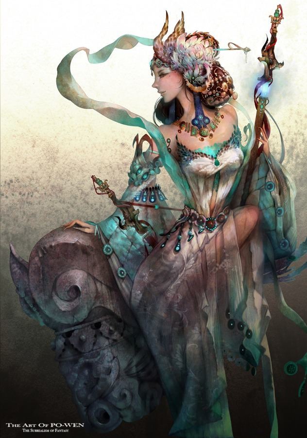 632x900 Po Wen Fantasy Warrior Woman Art Painting Design Character - Warrior Woman Painting