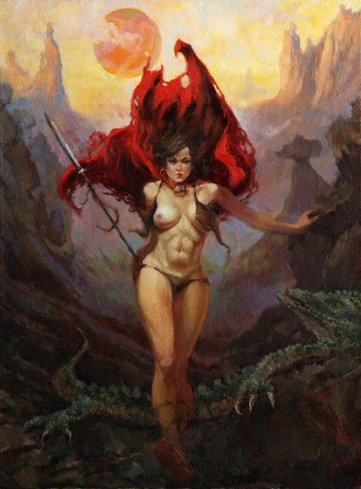 516x700 Chicago Art Review - Warrior Woman Painting