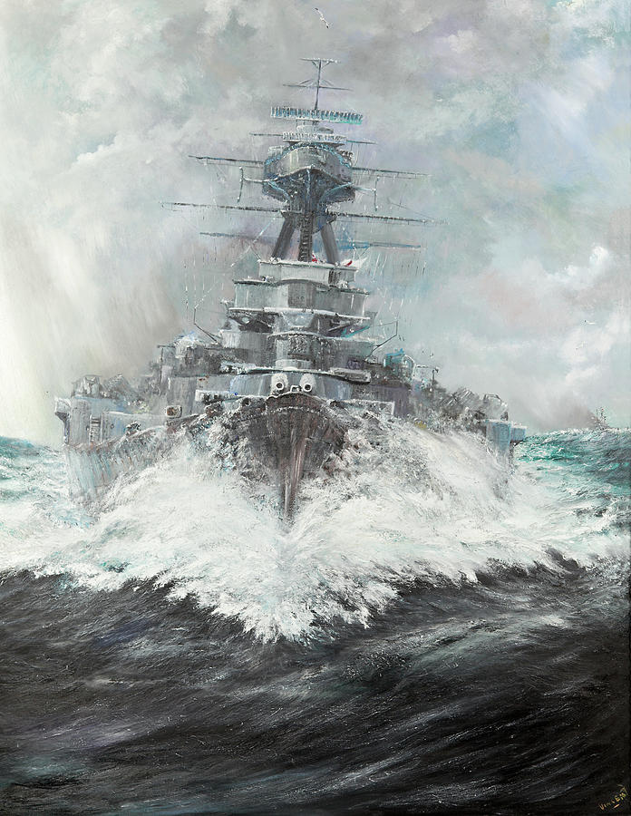696x900 Hms Hood Painting By Vincent Alexander Booth - Warship Painting