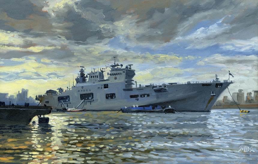 860x549 Warships, Tallships And Steamships On The Thames - Warship Painting