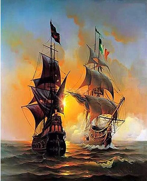 488x600 Diy Painting By Numbers - Warship Painting