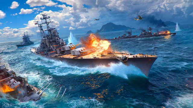 640x360 Free Shipping!home Art Wall World Of Warships Game War Military - Warship Painting
