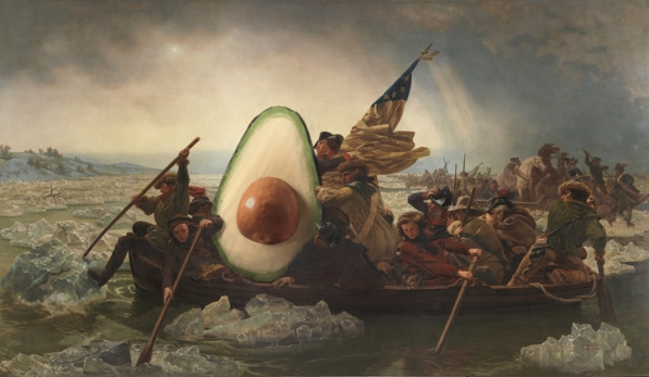 596x347 25 Famous Paintings Improved By Avocados - Washington Crossing The Delaware Painting