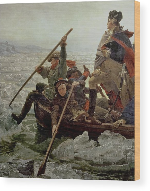 583x740 Washington Crossing The Delaware River Wood Print By Emanuel - Washington Crossing The Delaware River Painting