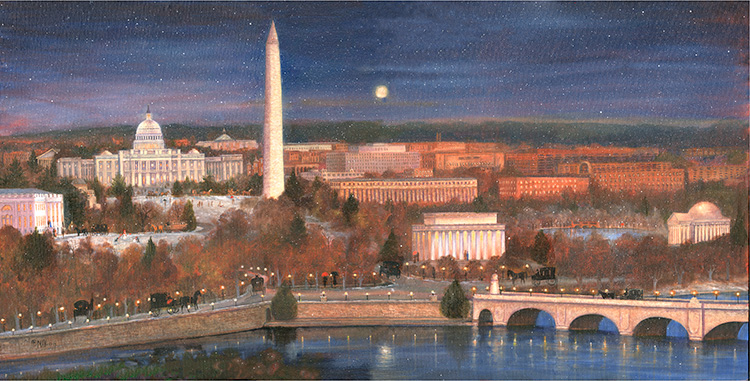 750x381 Folk Art Paintings Of Virginia And Washington Dc Ma Vessey - Washington Dc Painting