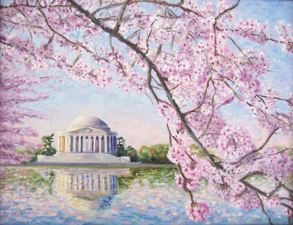 570x438 Washington Dc Art Cherry Blossom Dc Cherry Blossom Print - Washington Dc Painting