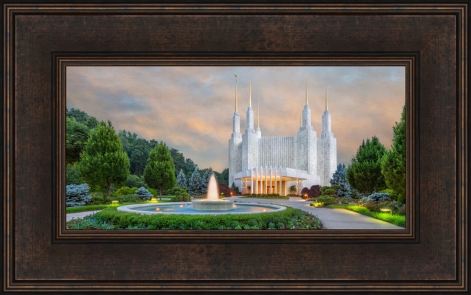 687x430 Washington, D.c. Temple Fountains (15x24 Framed Art) - Washington Dc Temple Painting