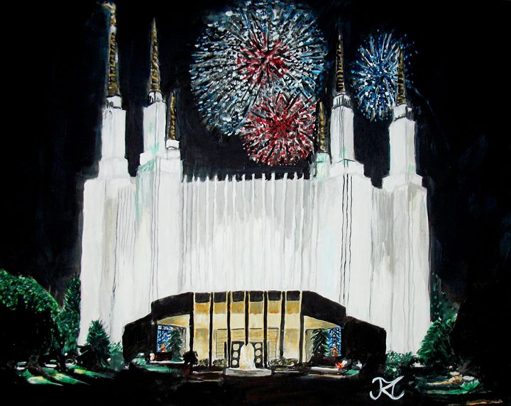 720x573 Washington Dc Lds Temple Fireworks - Washington Dc Temple Painting