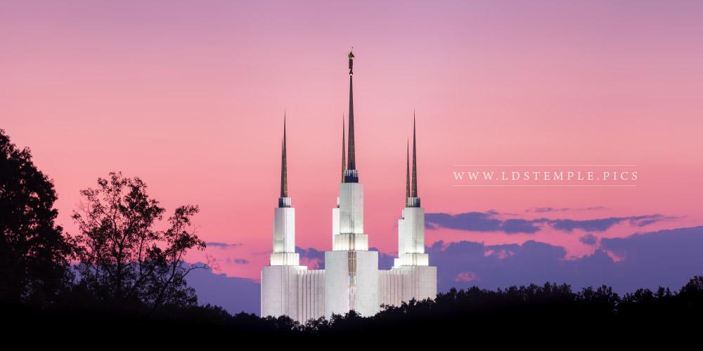 1000x500 Washington Dc Temple Silhouette Sunset Panoramic - Washington Dc Temple Painting