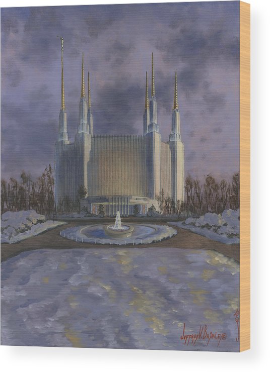 536x740 Washington Dc Temple Wood Print By Jeff Brimley - Washington Dc Temple Painting