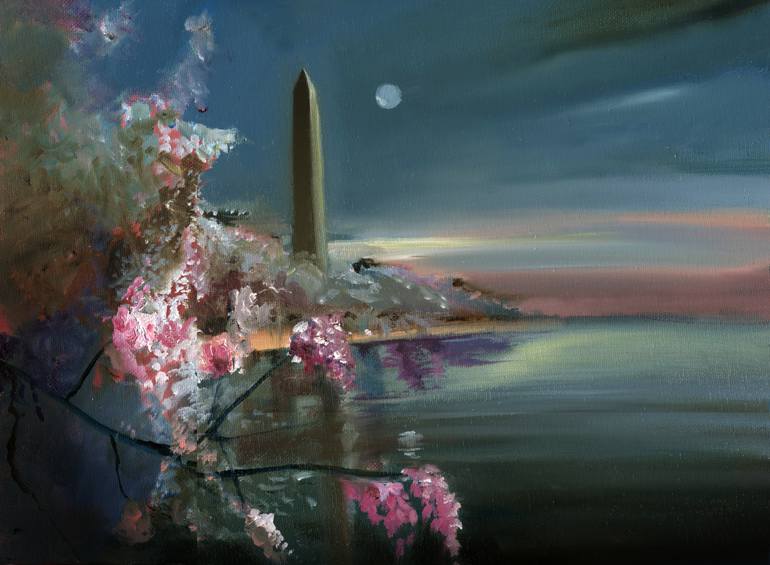 770x565 Saatchi Art Washington Monument Twilight Painting By Neal Cormier - Washington Monument Painting