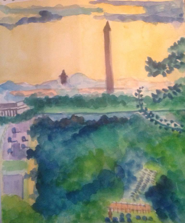 770x930 Saatchi Art Washington Monument From Arlington House Painting By - Washington Monument Painting