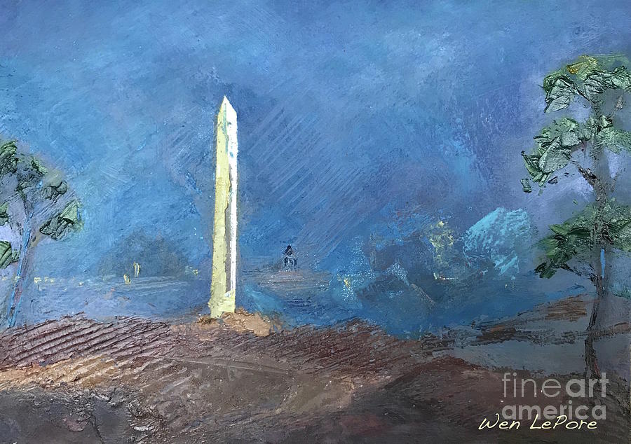 900x634 Washington Monument Painting By Wen Lepore - Washington Monument Painting