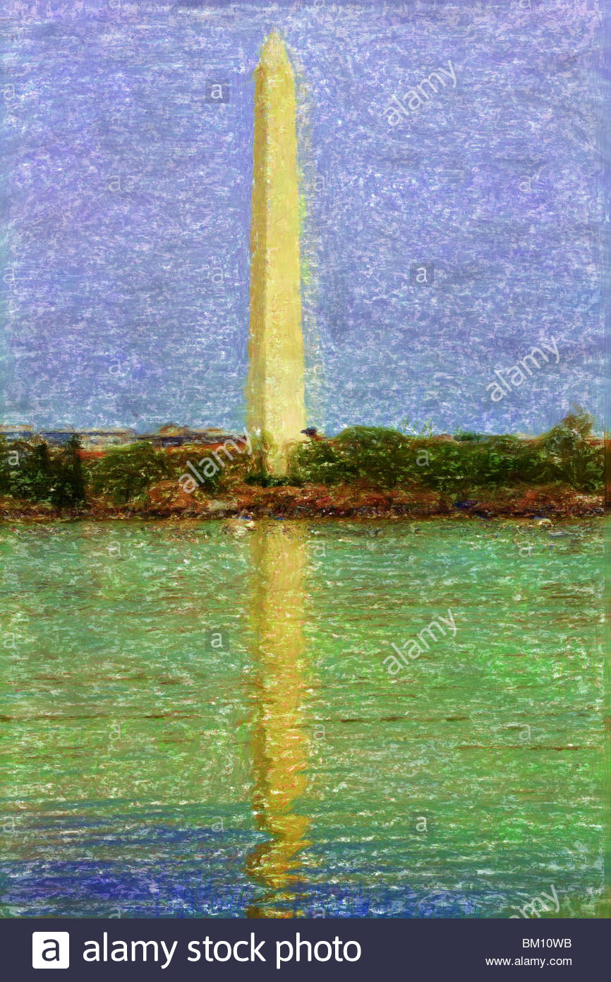866x1390 Colorful Painting Of The Washington Monument And The Tidal Basin - Washington Monument Painting