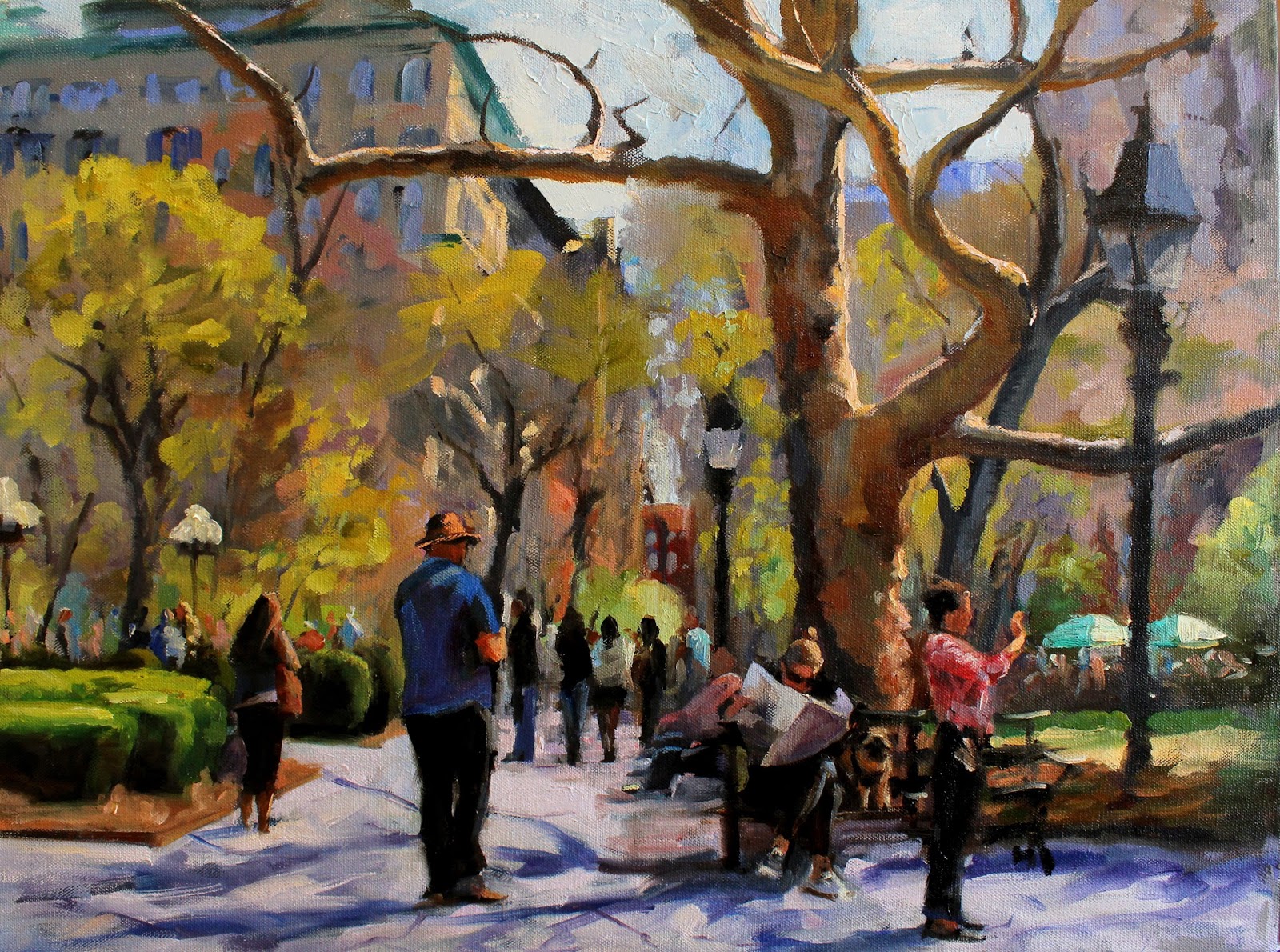 1600x1190 Jonelle Summerfield Oil Paintings Springtime In Washington Square - Washington Square Park Painting
