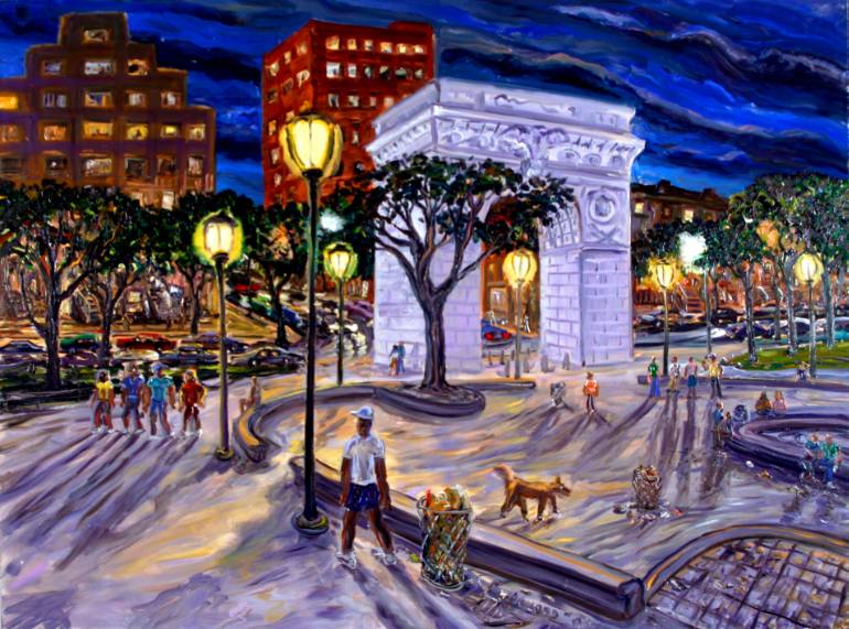 770x571 Saatchi Art Washington Square Park With Dealer Painting By Arthur - Washington Square Park Painting