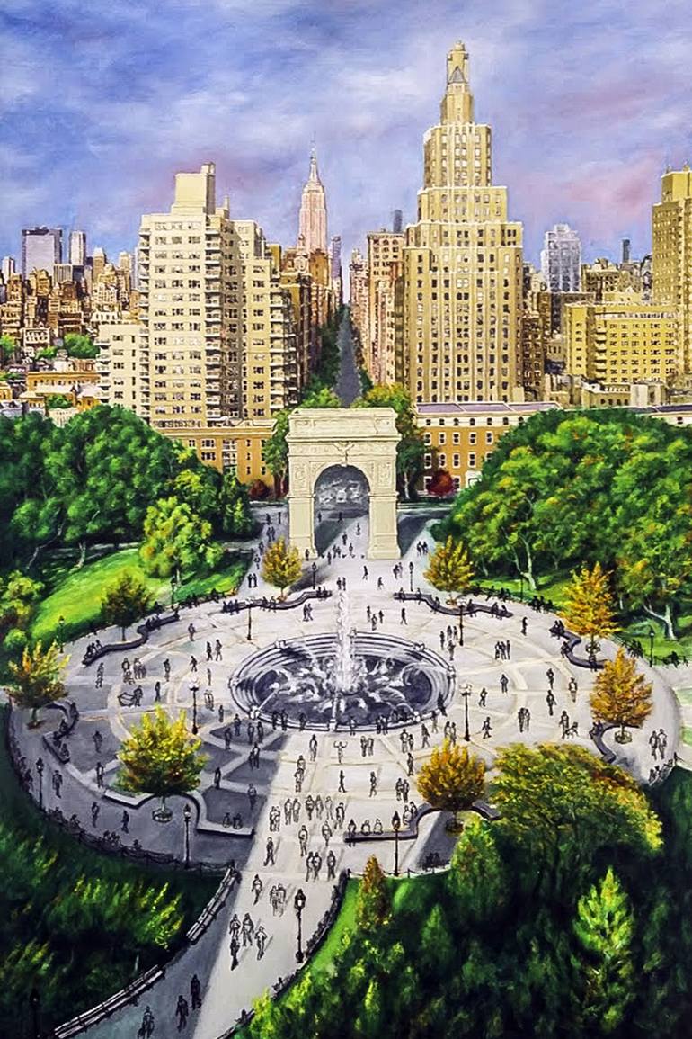 770x1155 Saatchi Art Washington Square Park Painting By Chandle Lee - Washington Square Park Painting