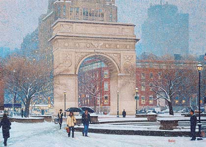420x300 Washington Square, New York City Christmas Amp Holiday Card - Washington Square Park Painting