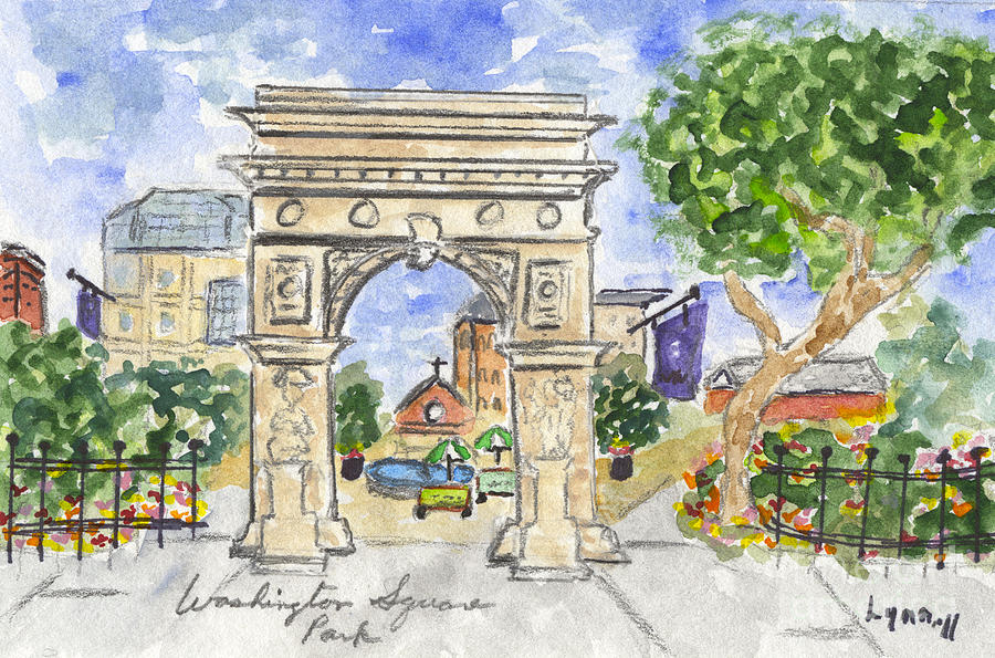 900x595 Washington Square Park Painting By Afinelyne - Washington Square Park Painting