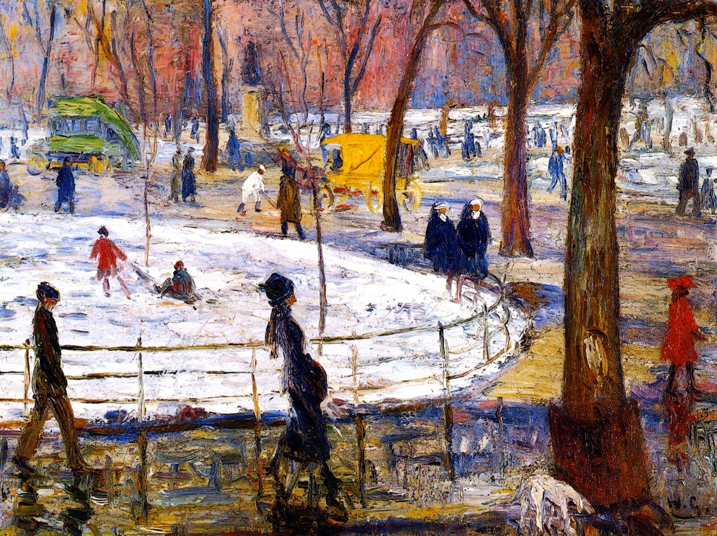 1047x783 Winter Washington Square Park Painting William James Glackens - Washington Square Park Painting