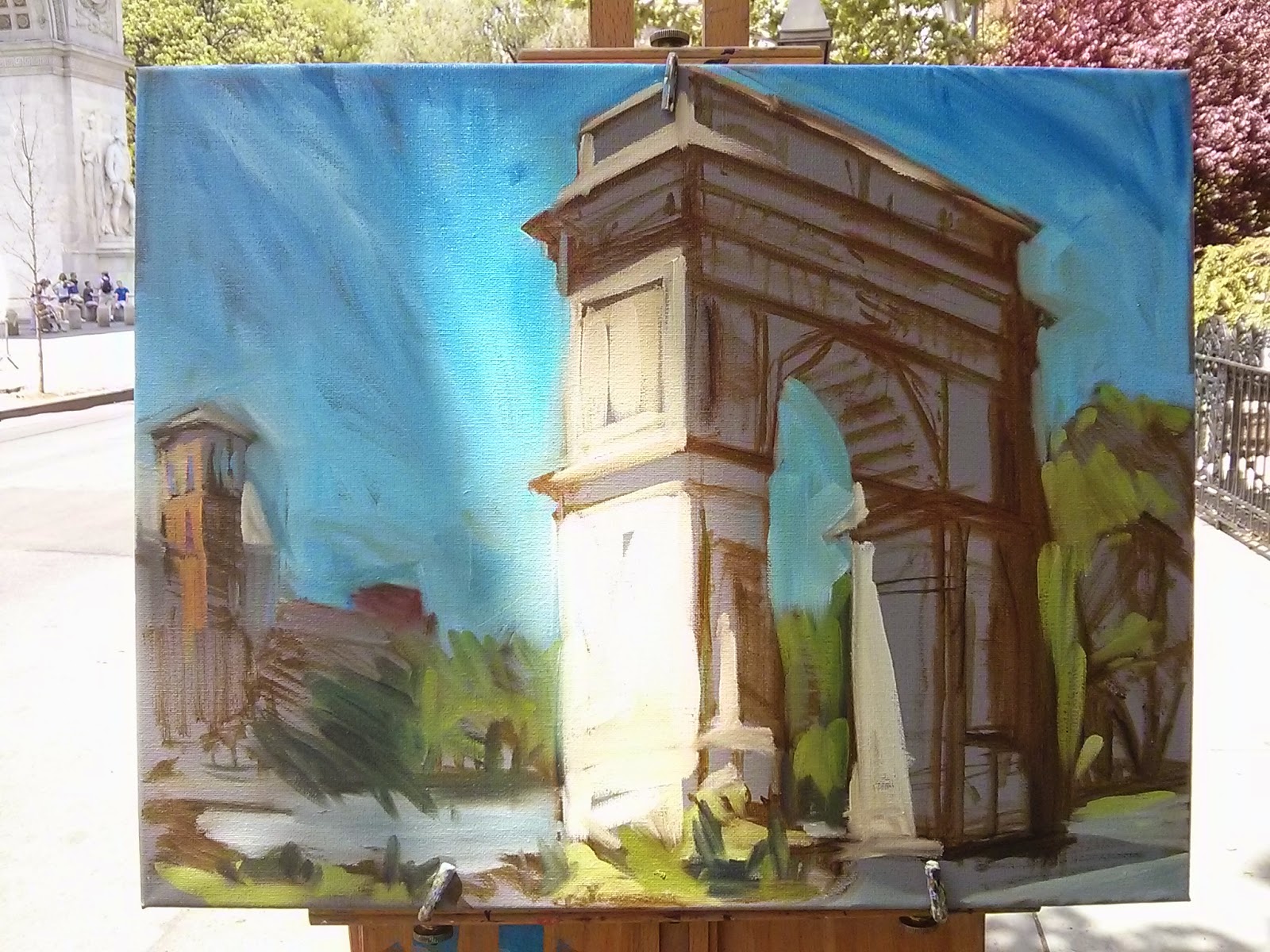 1600x1200 Bernard Garcia Washington Square Park First Plein Air Painting - Washington Square Park Painting