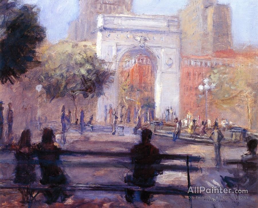 900x726 Everett Shinn Washington Square Park, New York Oil Painting - Washington Square Park Painting
