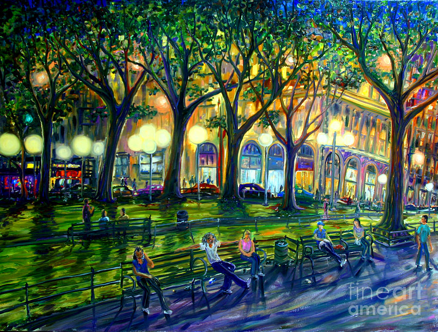 900x683 Hanging Out In Washington Square Park Painting By Arthur Robins - Washington Square Park Painting