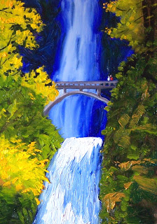 224x320 Painting Small Impressions Waterfall American Landscape Oil Painting - Washington State Painting