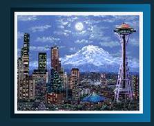 223x182 Paintings Of Washington Mountains Wildlife Orcas Killer Whales - Washington State Painting