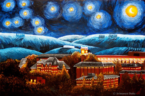 500x332 Pullman Campus Glows Under Starry Night Wsu Insider Washington - Washington State Painting