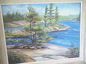 300x224 Vintage 60's Art Painting Signed Kc Brown Washington State River - Washington State Painting