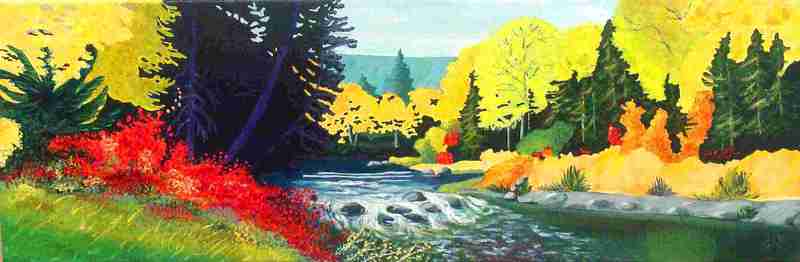 800x262 Wanatchee River, Washington State By Jeanette Ardern, Canvas - Washington State Painting