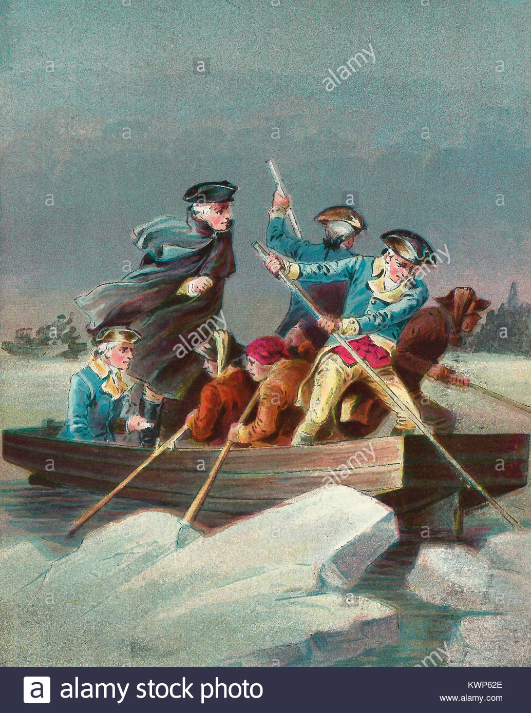 1034x1390 George Washington Crossing The Delaware During The American Stock - Washingtons Crossing Painting