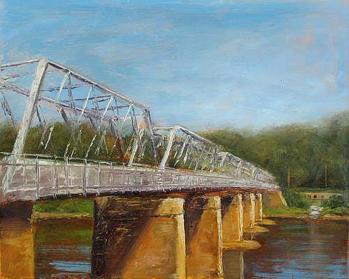 500x400 Washington Crossing Bridge 8x10 In. Oil On Masonite - Washingtons Crossing Painting
