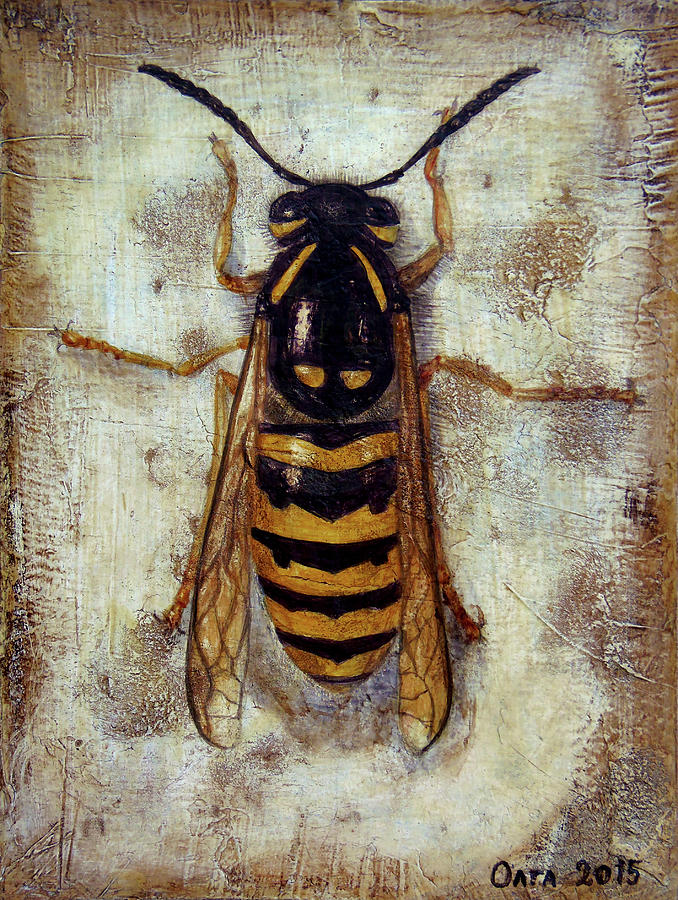 678x900 Wasp Painting By Myfolkart Paintings - Wasp Painting