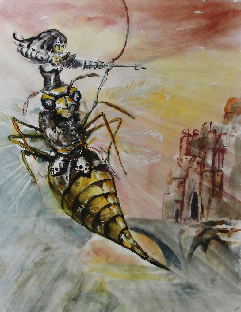 786x1017 Wasp Rider By Lukasmosf - Wasp Painting