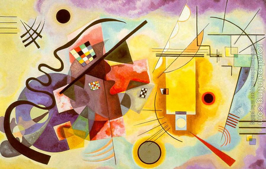 900x573 Red Blue Yellow By Wassily Kandinsky Oil Painting Reproduction - Wassily Kandinsky Blue Painting