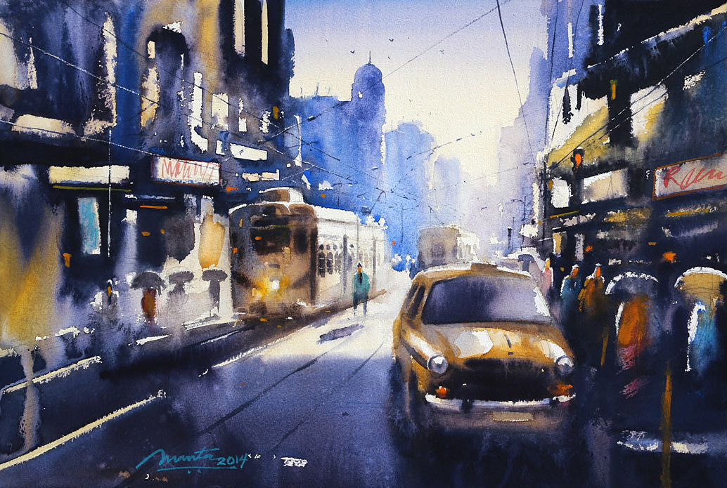 1034x695 Cityscape Paintings - Watar Colour Painting