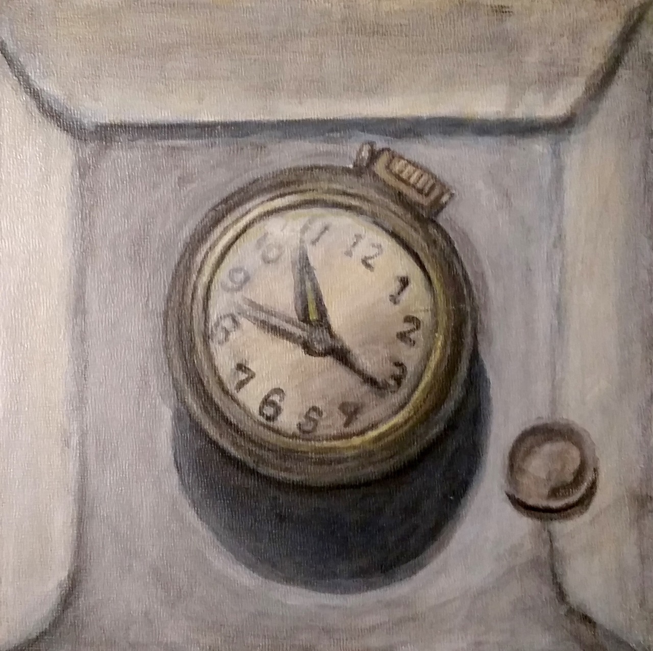 1280x1277 Jason Campbell Broken Watch Painting - Watch Painting