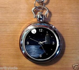 300x266 Key Chain Pocket Watch Art Painting Sea View 197 Lighthouse By L - Watch Painting