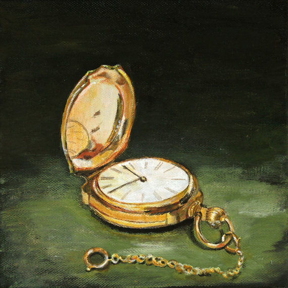 570x570 Pocket Watch Acrylic Painting 7.87 Inch X 7.87 Inchoriginal - Watch Painting