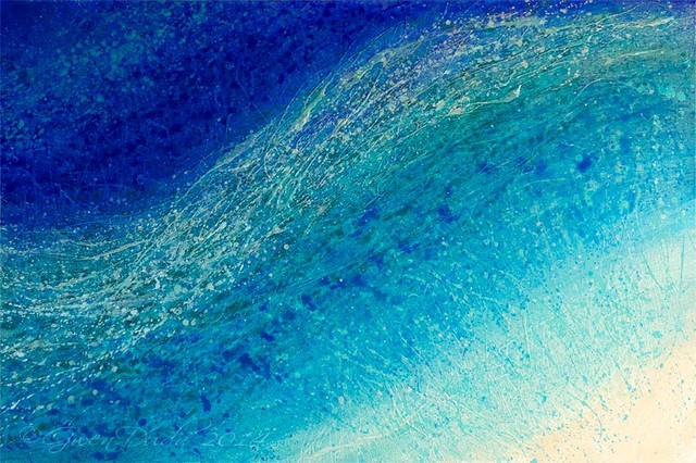 640x426 Large Blue Water Original Acrylic Abstract Painting Contemporary - Water Abstract Painting